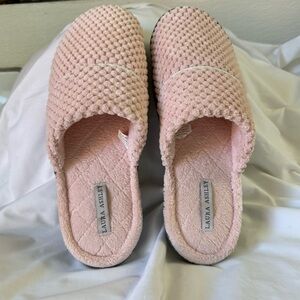 Laura Ashley Rugged Memory Foam Terry Cloth Spa Slippers
